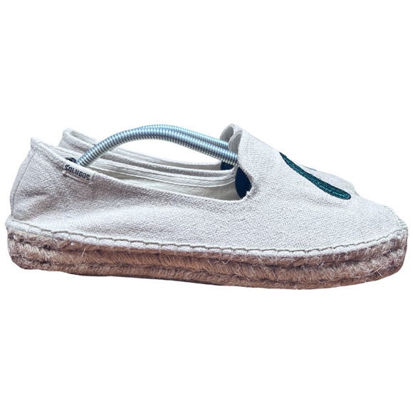 SOLUDOS by Jason Polan Women 9.5 Avacodo Embroidered Espadrilles Beige Flats - Picture 3 of 16